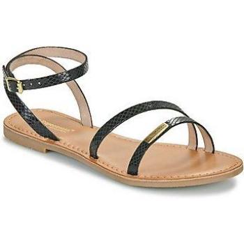 Sandalias de piel para mujer modelo Hanak color negro con hebilla y suela plana