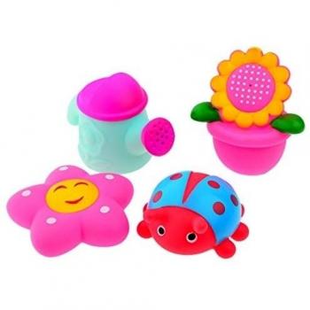 Finer Shop 4Pcs Elegante Baño del Bebé Tiempo de Diversión de Goma de Agua Squirtie Conjunto de Juguete - Color aleatorio