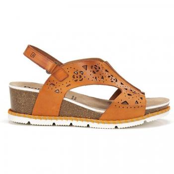 Sandalias de cuña Dorking de mujer de piel con adorno modelo D9319-TX