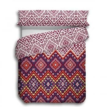 Stilia Juego Edredón, Funda Almohada y Sábana Bajera, Modelo Riva, Burdeos, 160 x 240 cm, para Cama 90 cm