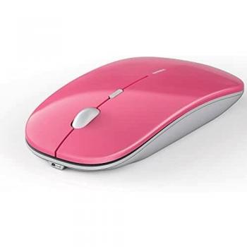 RatóN Inalambrico para Portatil,ErgonóMico Y Silencioso,RatóN Recargable,USB 2.4 G con Nano Receptor,800/1200/1600 3 Niveles Ajustables dpi RatóN InaláMbrico para Computadora Mac Laptop-Rosa