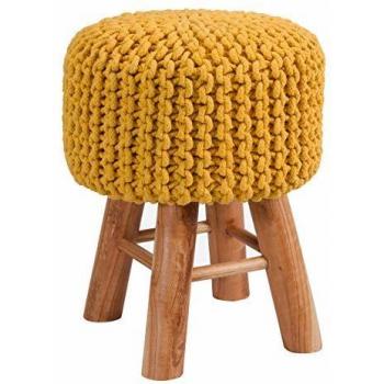 Taburete de punto de algodón amarillo mostaza - Rendez-Vous Déco
