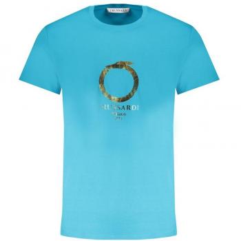 Trussardi Light Blue Cotton T-Shirt - L, Male, Blue, Logo Print Tee