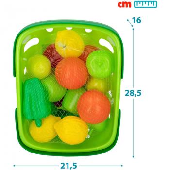 COLORBABY 45716 - Frutas y verduras de juguete con cesta / Incluye 21 piezas de comidita de juguete / Alimentos de juguete para niños, accesorios cocinita