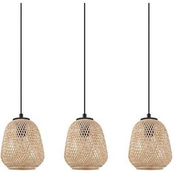 Eglo Lámpara colgante Dembleby 3 luces de madera entrelazada