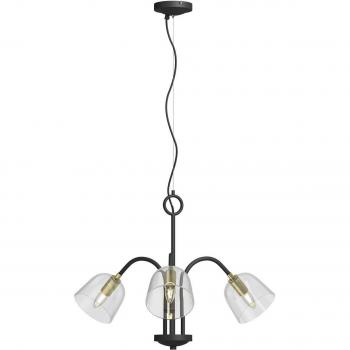 Lámpara colgante Lucande Anjita de diseño vintage en negro, con pantallas de vidrio, 3 luces E14, ideal para salón y comedor