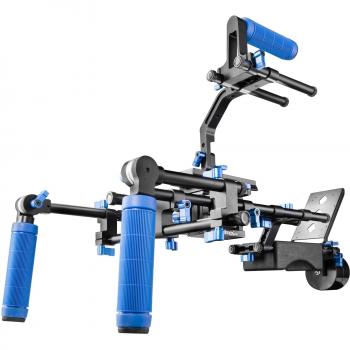 Soporte de vídeo Walimex Pro Director III con contrapeso, aluminio y sintético, color negro y azul