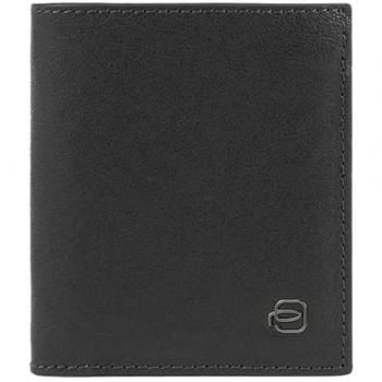 Piquadro Black Square Leather Wallet with RFID Protection - 8.5 cm, Black