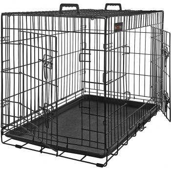 Jaula para perros XXL, 122x74,5x80,5 cm, con 2 puertas, color negro