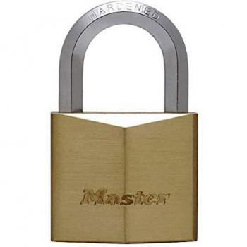 Master Lock 1155EURD Candado de Llave con Cuerpo de Latón Macizo y Arco Hexagonal, Dorado, 50 mm