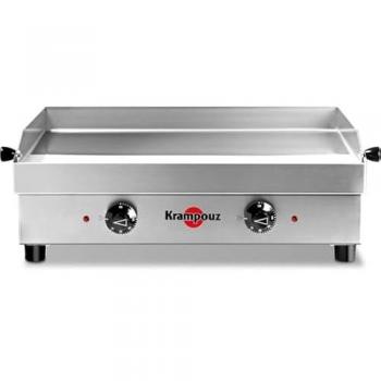 Plancha Eléctrica Krampouz Samba Inox 2500 W - 54 x 33 cm - 2 Zonas de Cocción - Temperatura Ajustable hasta 300 °C - Fácil Limpieza