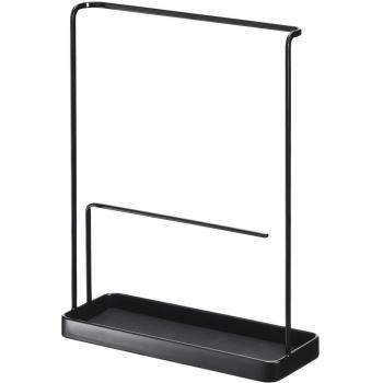 Soporte para accesorios y gafas de sol Yamazaki Home Tower, organizador de joyas, negro, metal brillante, 2 niveles, 19.8x7.2x25.5 cm