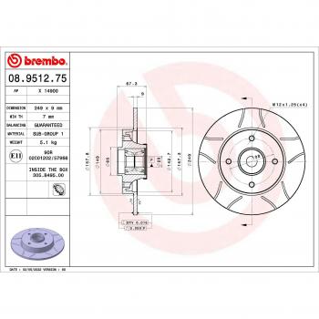 Disco de freno BREMBO 08.9512.75