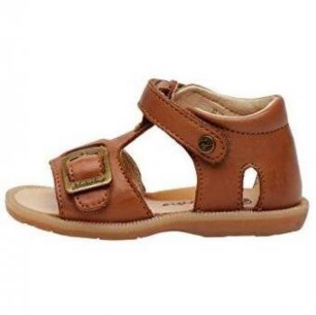 Sandalias de cuero suave Naturino Quarzo 21 - Cognac - Antideslizantes - Cierre de Velcro