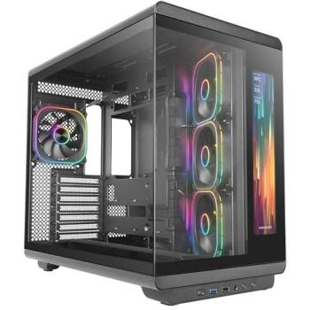 Caja PC Mars Gaming MC-REVMAX ATX Semitorre con Pantalla IPS 11.8, 4 Ventiladores PWM ARGB, Cristal Templado, Refrigeración Líquida hasta 360mm, USB-C