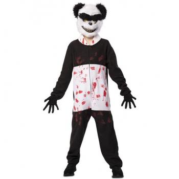 Disfraz de Panda Zombie para niños, incluye traje completo con estampado de panda y detalles de zombi, capucha con orejas, maquillaje facial opcional y talla ajustable