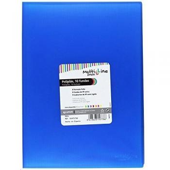 Grafoplás 01431730－Carpeta de fundas Multiline, 10 fundas, tamaño folio, color azul