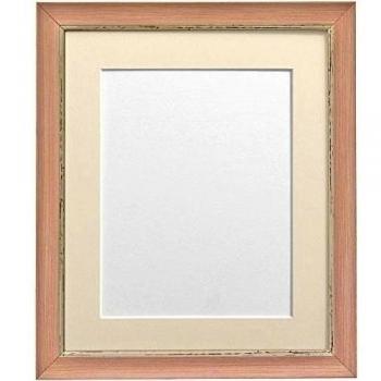 Frames By Post  Nordic - Marco para foto, color rosa con acabado envejecido, con paspartú color marfil, 18 x 12 pulgadas, para lámina tamaño 14 x 8 pulgadas