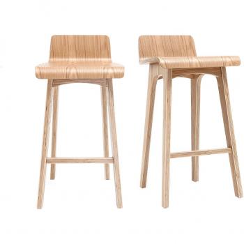Set de 2 taburetes de cocina nórdicos madera clara 65 cm BALTIK