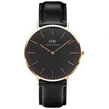 Daniel Wellington Classic Sheffield, Reloj Negro/Oro Rosado, 40mm, Cuero, para Hombre