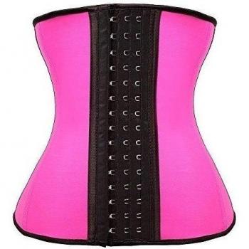 Dilanni deshuesada 3 ganchos de acero de látex para mujer transpirable cintura formación corsé Cincher rosa rosa