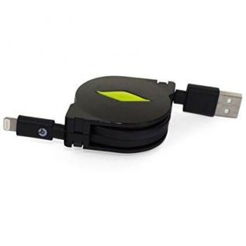 Muvit MUUSC0121 - Cable USB-Lightning MFI 2.1A Retráctil hasta 1m, Color Negro