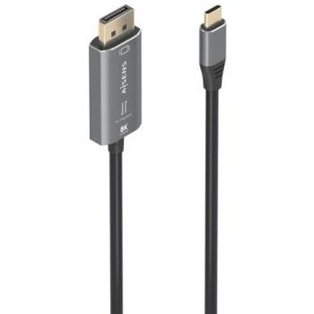Cable Conversor Aluminio Bidireccional USB-C a DisplayPort 8K@60Hz, Negro, 1.8 m