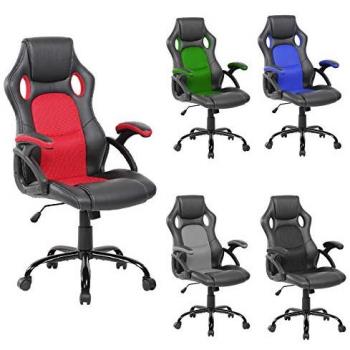 Silla de Oficina Gamer Ergonomica Negra Roja Cuero Sintético Nylon 120x66x63