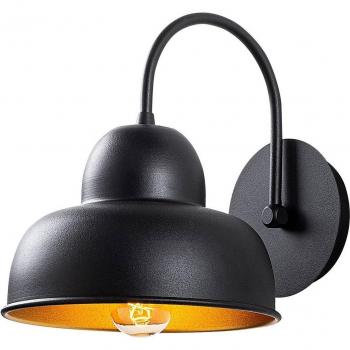 Aplique Berceste 180-A Negro/Dorado, Luz de Pared Moderna, Diseño Elegante, Metal