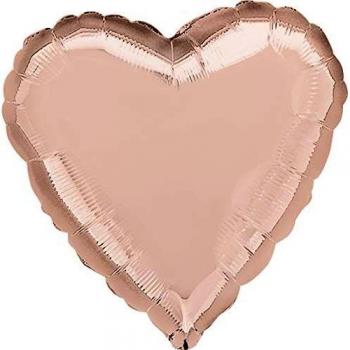 Amscan International 3618602 - Globo metálico con forma de corazón, Sd-H:Corazón color oro rosa.