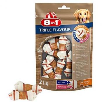 Huesos Masticables 8in1 Triple Sabor XS - 21 Piezas