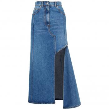 Alexander McQueen Women's Denim Midi Skirt in Blue | Size 42 | 754828QMACG4164