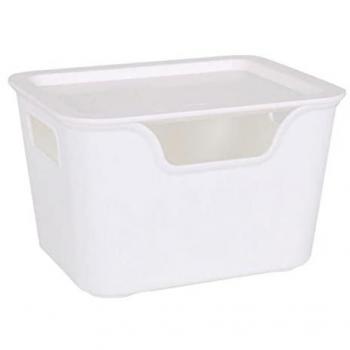 Caja de Almacenaje con Tapa Bella Blanca 18 x 14 x 11 cm - Organizadora Resistente y Apilable