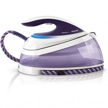 Philips PerfectCare Pure GC7635/30 - Centro de planchado, autonomía ilimitada, OptimalTemp, 5 bares, vapor continuo de 120 g/min, 1,5 L, color blanco y morado