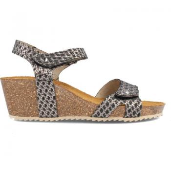 Sandalia Bio para Mujer con Cuña Media en Piel Gina Negro de Marila Shoes