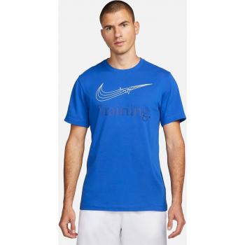 Camiseta de hombre Dri-FIT Nike azul manga corta (S)