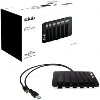 CLUB3D SenseVision USB3.0 Y-Cabled Docking Station - Base