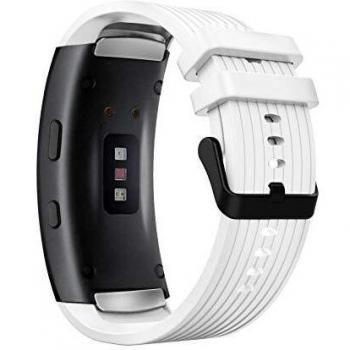 MoKo Correa de Reloj Deportiva Compatible con Samsung Gear Fit 2/Fit 2 Pro, Banda Ajustable con Rayas de Silicona para Samsung Gear Fit 2/Fit 2 Pro, Blanco
