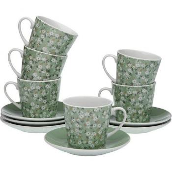 Juego de Tazas de Café Versa Flores 6 Unidades Porcelana