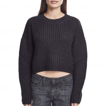 Urban Classics Ladies Wide Oversize Black Sweater - XS to XL