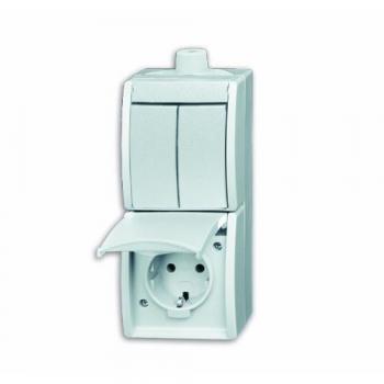 Busch-Jaeger Combination Switch and Socket Outlet IP44, Alpin White