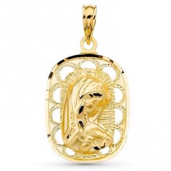 Medalla Virgen Niña Oro 18k Comunión 23mm