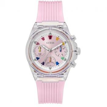 Guess Athena Pink Silicone Chronograph Watch for Women