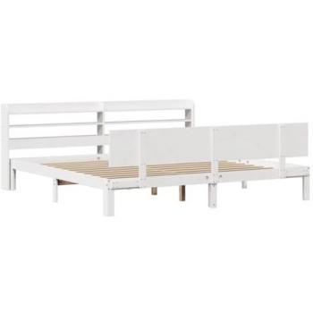 Estructura de cama con cabecero sin colchón blanca 200x200 cm