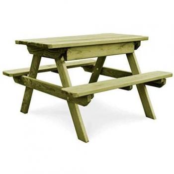 vidaXL Mesa de Picnic con Bancos de Madera de Pino Acampada Camping Merendero