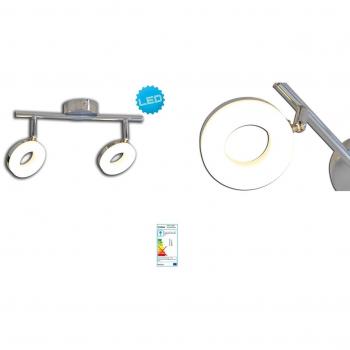 Foco de Techo LED Doble Cromado 3000K, Ajustable, 2 Puntos de Luz, Diseño Moderno