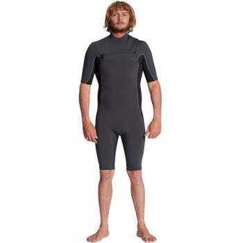 Traje de Neopreno Billabong 202 Absolute para Hombre, Color Gris, Con Cremallera en el Pecho y Mangas Cortas, Talla L