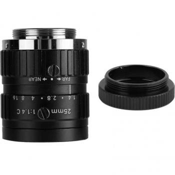 Objetivo CCTV 25mm 5MP 2/3 con apertura manual para cámara de seguridad, montaje tipo C