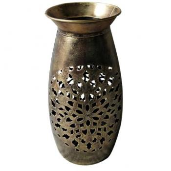 Jarrón Portavelas Plateado Cónico 59x27x27cm