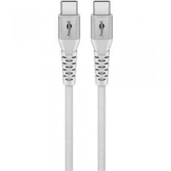 Cable de carga rápida USB-C a USB-C textil 2m 60W con conectores metálicos blanco